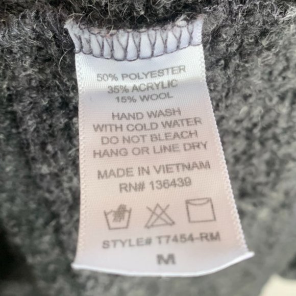 SJS Black & Gray Asymmetrical Cowl Neck Sweater - Picture 4 of 7